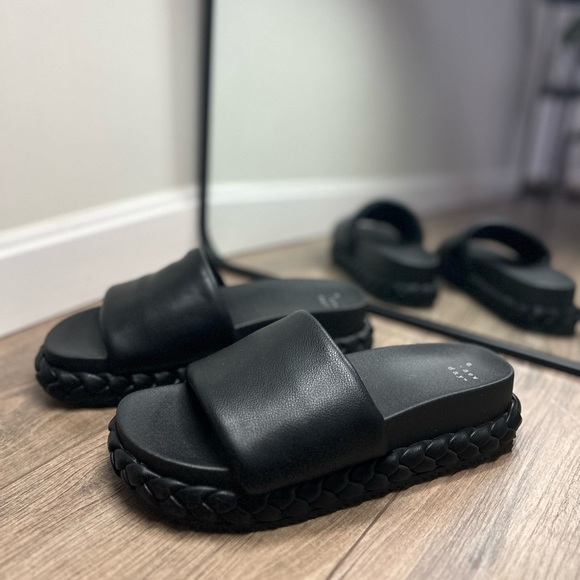 a new day Shoes - Black Braided Slide Sandals